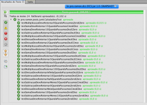 Relatório de Testes do JUnit com os 24 testes propostos