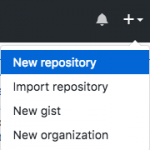 Menu "New repository" no GitHub